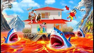 Shinchan's House Stuck in Lava Tsunami! Franklin to the Rescue in GTA 5!