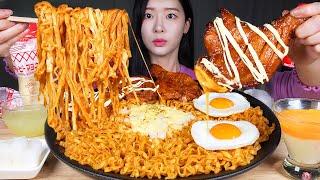 ASMR MUKBANG | MUST EAT COMBO  Spicy Carbo Chicken Noodles X3 & Jamaican style BBQ Chicken Legs