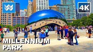 [4K] CLOUD GATE “THE BEAN” AT MILLENNIUM PARK in Chicago USA 2024 Grant Park Walking Tour Vlog