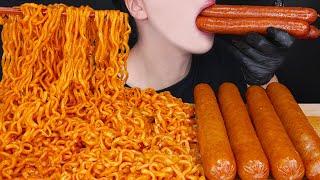 ASMR SAUSAGE SPICY FIRE NOODLES MUKBANG 불닭볶음면 소세지 먹방 ソーセージ 火鶏焼きそば Sosis 咀嚼音 香肠 ไส้กรอก EATING SOUNDS