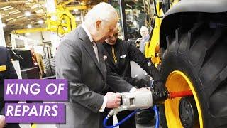 King Charles Helps Fit Tyre and Refuel Engine at JCB HQ