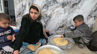 The daily routine of Tayeba and the kids on a cold winter day with baking berko bread