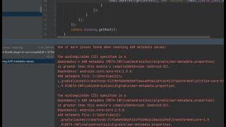 The minCompileSdk (33) specified in adependency's AAR metadata is greater than this module's  Error