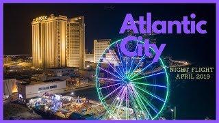 Atlantic City Boardwalk At Night 4K Drone Flight