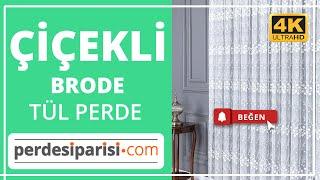 Çiçekli Brode Tül Perde (4K) PerdeSiparisi.com