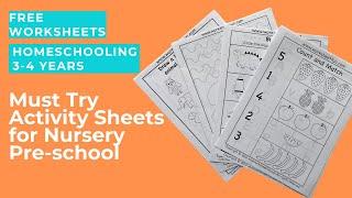 Daily Practice Worksheets for Nursery/Pre-School | Activity Sheets for Kids (3-4 years)