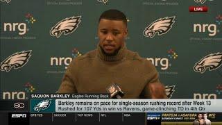 Eagles-Ravens Postgame | Saquon Barkley says Jalen Hurts deserves to be in the MVP conversation