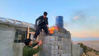 "Water pipe delivery inside Abu's house: ending moments with a water barrel"