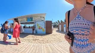 VR 360° Beach Walking | La Marina Beach | Virtual 3D Walking Tour | 11 08 2024 | 8K