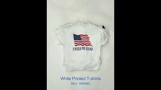 Used White Printed T-shirts clothing bale samples by Global Clothing Industries