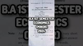 B.A 1st Semester Economics Question Paper 2024|Ba 1st Semester Economics Minor Question Paper 2024|