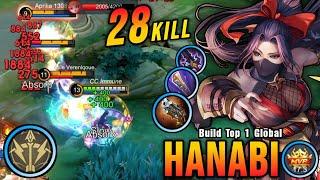 28 Kills!! MVP 17.3 Points Hanabi Best Build Gold Lane!! - Build Top 1 Global Hanabi ~ MLBB