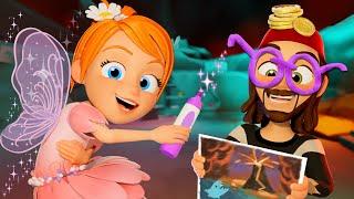 FAiRY ADLEY ART SCHOOL!!  Pirate Dad Learns Crafts inside Creative Cave! magic lava volcano cartoon!