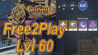 Genshin Impact - Free2Play Spieler erreicht Abenteuerstufe 60 (MAX), Account Übersicht