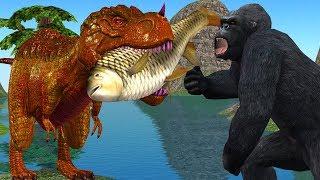 Angry Gorilla 3D Vs Dinosaur Fighting Animation Short Film | Cartoon Animals Funny Short Movie