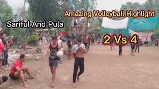 The Most Powerful volleyball Spikes & Jump Serve | by Sariful and Pula 2 Vs 4