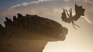 King Ghidorah Lands on Supermassive Godzilla's Head