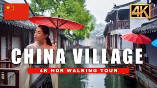  Relaxing China Walking Tour - A Picturesque Water Village - Suzhou, China 4K Rain Walk HDR 60fps