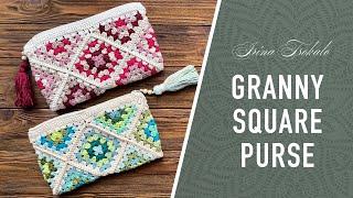 How to Crochet Granny Square Purse, Add Lining & Zipper