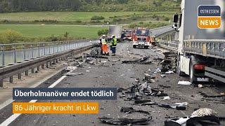 BAD NEUSTADT A. D. SAALE: Überholmanöver endet tödlich - 86-Jähriger kracht in Lkw