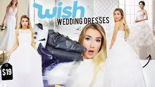 TRYING ON WEDDING DRESSES FROM WISH.COM!!