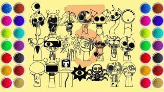 모든 Sprunki 3단계 그리기 - Oren, Brud, Simon, Wenda, Mr. Sun, Gray, Raddy, Black, Tunner,