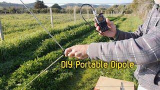 Self-built portable dipole from TV antennas.