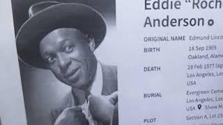 Kevin Grace visits the grave of actor Eddie Anderson (Rochester)