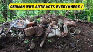 Exploring lost German WWII camp. Artifacts all over the place !