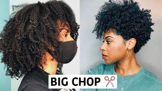 BIG CHOP on NATURAL HAIR| Watch me go from LONG NATURAL HAIR to SHORT TAPERED CUT!!