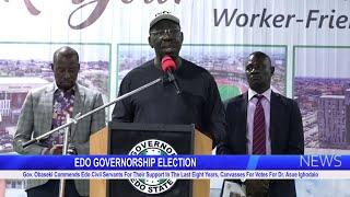 Gov. Obaseki Praises Edo Civil Servants, Urges Votes for Dr. Asue Ighodalo