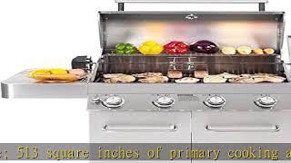 Monument Grills Larger 4-Burner Propane Gas Grills Stainless Steel Cabinet Style with Rotisserie Kit