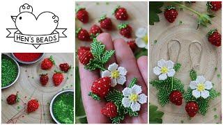 How to make STRAWBERRY from seed beads | Hen's Beads DIY Tutorial - Strawberry Earrings PART 1