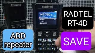 RADTEL RT900 - Add Repeater & Save