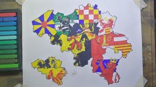 Drawing Belgium province flag maps | Belgian flag map | België | Belgique | Belgien