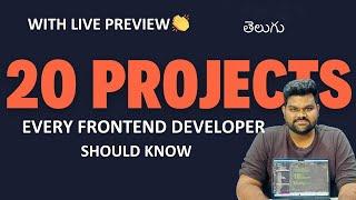 20 mini projects every frontend developer should know | Telugu  | HTML CSS Javascript ReactJS. #UI