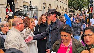 FIGHT CLUB AS AUSSIE AND SWEDISH TOURISTS LOSE THEIR COOL BEFORE I STEP IN at Horse Guards!