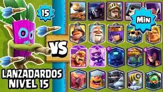 LANZADARDOS NVL 15 vs TODAS LAS CARTAS al MINIMO | CARTAS AL MAXIMO | CLASH ROYALE