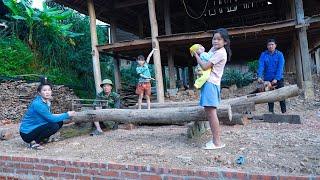 The Process of Building a Wooden Kitchen Frame, Cooking Stir-fried Duck Lunch | Family Farm