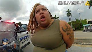 Drunk Woman Nearly Hits Police Car With a Child in the Front Seat