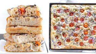 NO KNEAD FOCACCIA - Vegan Italian Recipe - SOFT inside, CRISPY outside.