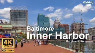 Baltimore Inner Harbor 4k - Virtual Walking Tour Maryland USA | Street View