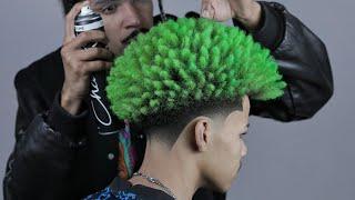 GREEN NUDREADS  fazendo corte afro verde + nudreads perfeito