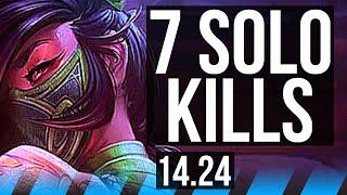 AKALI vs YONE (MID) | 7 solo kills, Godlike, 14/4/7 | KR Diamond | 14.24