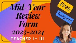 Mid-Year Review Form SY 2023-2024 for Teacher I-III