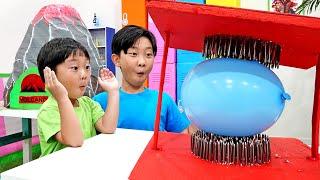 예준이와 예성이의 학교놀이 과학실험 풍선놀이, 볼케이노 만들기 Science Experiments for Kids