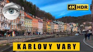 Karlovy Vary 4K  walk:  Grandhotel Pupp, Tepla River, Mill Colonnade  Czech Republic HDR ASMR