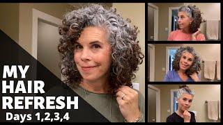 MY CURLY HAIR REFRESH ROUTINE ~ HOW I REFRESH MY CURLY GREY HAIR ON DAYS 2, 3 & 4