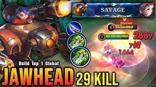 SAVAGE & MANIAC!! 29 Kills Jawhead Maximum Damage Build!! - Build Top 1 Global Jawhead ~ MLBB