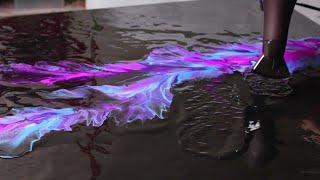 Hair Dryer Blow Out! BIG Canvas Black and Purple Hair Dryer Pour